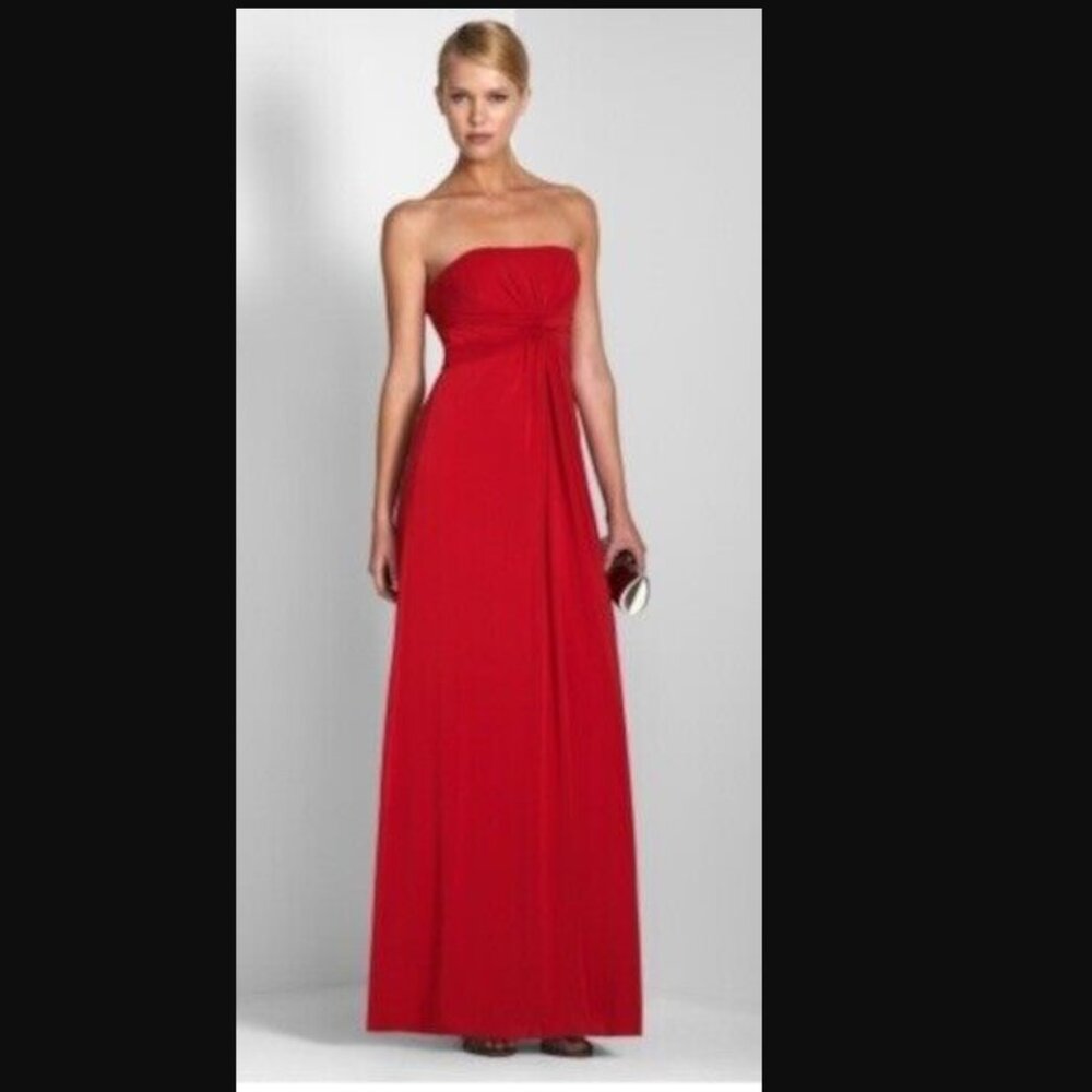 BCBGMaxAzria Red Strapless Floor length Gown - Picture 3 of 14